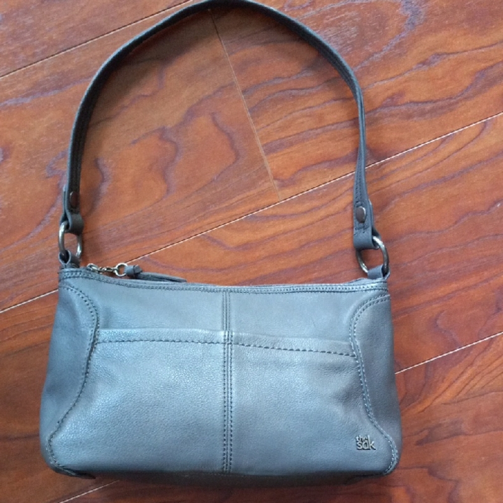 The Sak Gray Leather Shoulder Bag